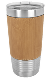 Polar Camel 20 oz. Silver Insulated Leatherette Tumbler with Clear Lid