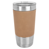 Polar Camel 20 oz. Silver Insulated Leatherette Tumbler with Clear Lid