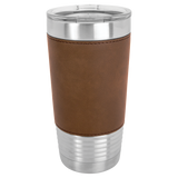 Polar Camel 20 oz. Silver Insulated Leatherette Tumbler with Clear Lid