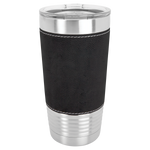 Polar Camel 20 oz. Silver Insulated Leatherette Tumbler with Clear Lid