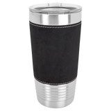 Polar Camel 20 oz. Silver Insulated Leatherette Tumbler with Clear Lid