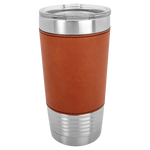 Polar Camel 20 oz. Silver Insulated Leatherette Tumbler with Clear Lid