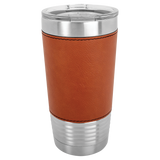 Polar Camel 20 oz. Silver Insulated Leatherette Tumbler with Clear Lid