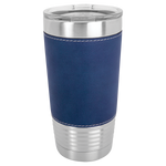 Polar Camel 20 oz. Silver Insulated Leatherette Tumbler with Clear Lid
