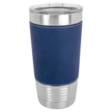 Polar Camel 20 oz. Silver Insulated Leatherette Tumbler with Clear Lid