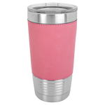 Polar Camel 20 oz. Silver Insulated Leatherette Tumbler with Clear Lid