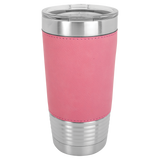 Polar Camel 20 oz. Silver Insulated Leatherette Tumbler with Clear Lid