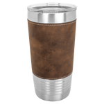 Polar Camel 20 oz. Silver Insulated Leatherette Tumbler with Clear Lid