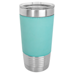 Polar Camel 20 oz. Silver Insulated Leatherette Tumbler with Clear Lid