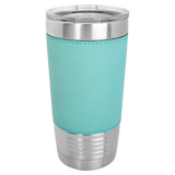 Polar Camel 20 oz. Silver Insulated Leatherette Tumbler with Clear Lid