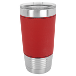 Polar Camel 20 oz. Silver Insulated Leatherette Tumbler with Clear Lid