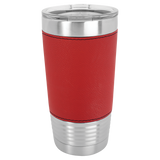 Polar Camel 20 oz. Silver Insulated Leatherette Tumbler with Clear Lid