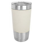 Polar Camel 20 oz. Silver Insulated Leatherette Tumbler with Clear Lid