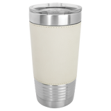 Polar Camel 20 oz. Silver Insulated Leatherette Tumbler with Clear Lid