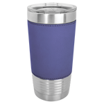 Polar Camel 20 oz. Silver Insulated Leatherette Tumbler with Clear Lid