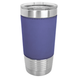 Polar Camel 20 oz. Silver Insulated Leatherette Tumbler with Clear Lid