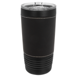 Polar Camel 20 oz. Black Insulated Leatherette Tumbler with Clear Lid