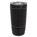 Polar Camel 20 oz. Black Insulated Leatherette Tumbler with Clear Lid