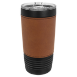 Polar Camel 20 oz. Black Insulated Leatherette Tumbler with Clear Lid