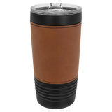 Polar Camel 20 oz. Black Insulated Leatherette Tumbler with Clear Lid