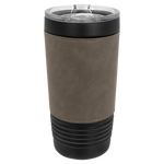Polar Camel 20 oz. Black Insulated Leatherette Tumbler with Clear Lid