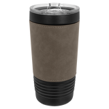 Polar Camel 20 oz. Black Insulated Leatherette Tumbler with Clear Lid