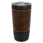 Polar Camel 20 oz. Black Insulated Leatherette Tumbler with Clear Lid