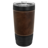 Polar Camel 20 oz. Black Insulated Leatherette Tumbler with Clear Lid