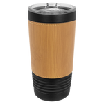 Polar Camel 20 oz. Black Insulated Leatherette Tumbler with Clear Lid
