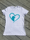 Dog Love Short Sleeve T-Shirt - <span style="color: #0099CC;">Ladies Cut</span>