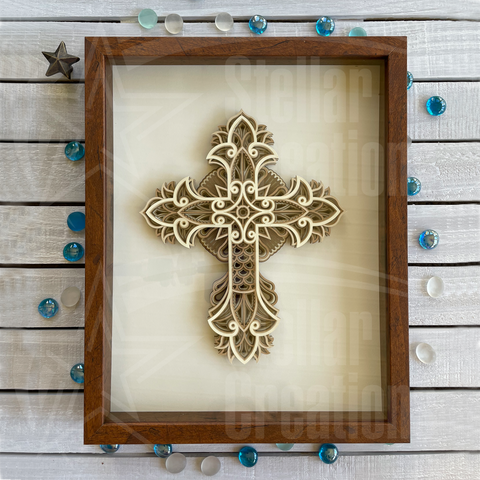 <span style="color: #0099CC;">3D Mandala Christian Cross </span><span style="color: #000000;">Wall Art</span>